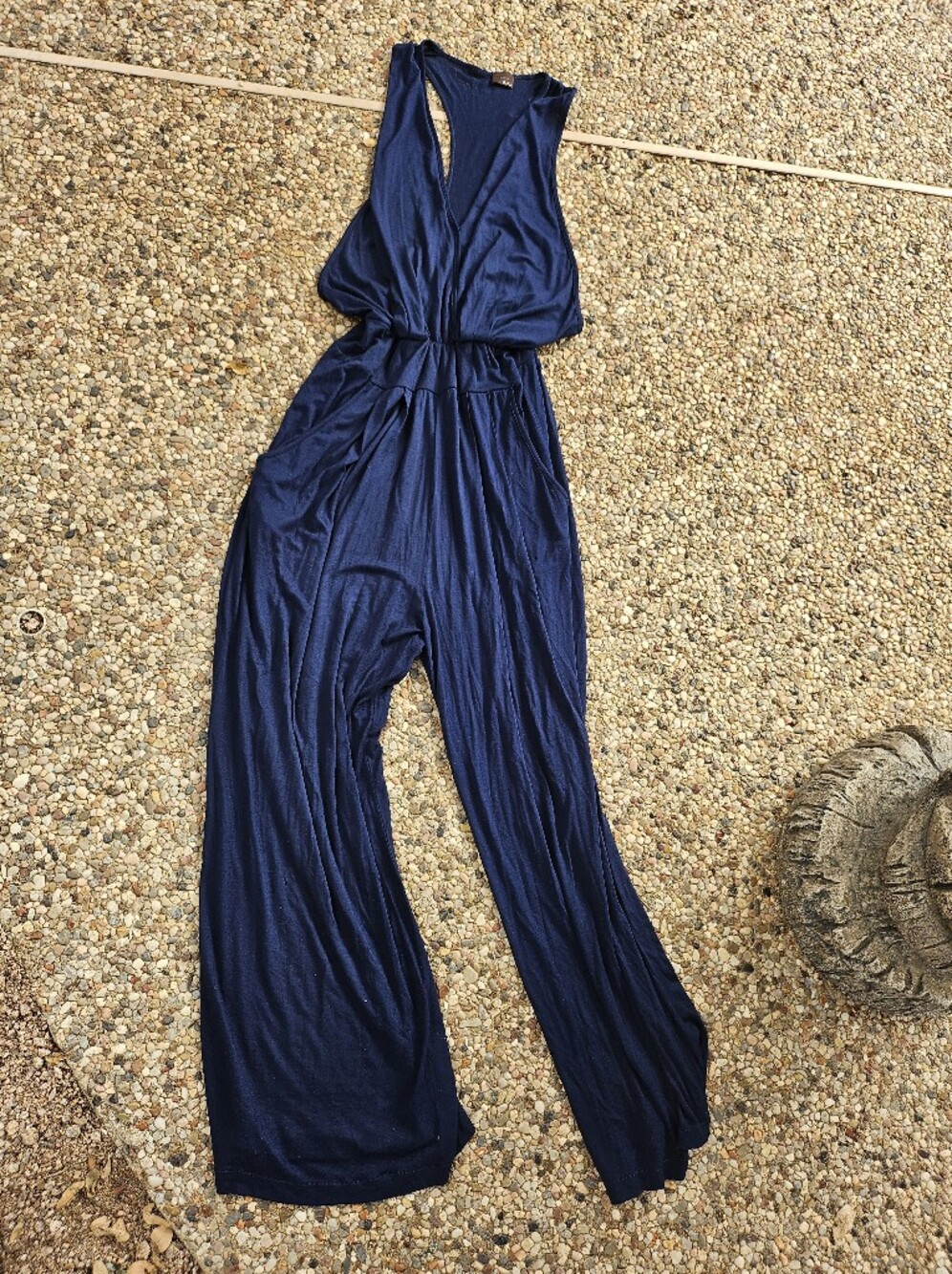 Lush Navy Blue Soft Comfy One Piece Jumpsuit Racerback Straps S